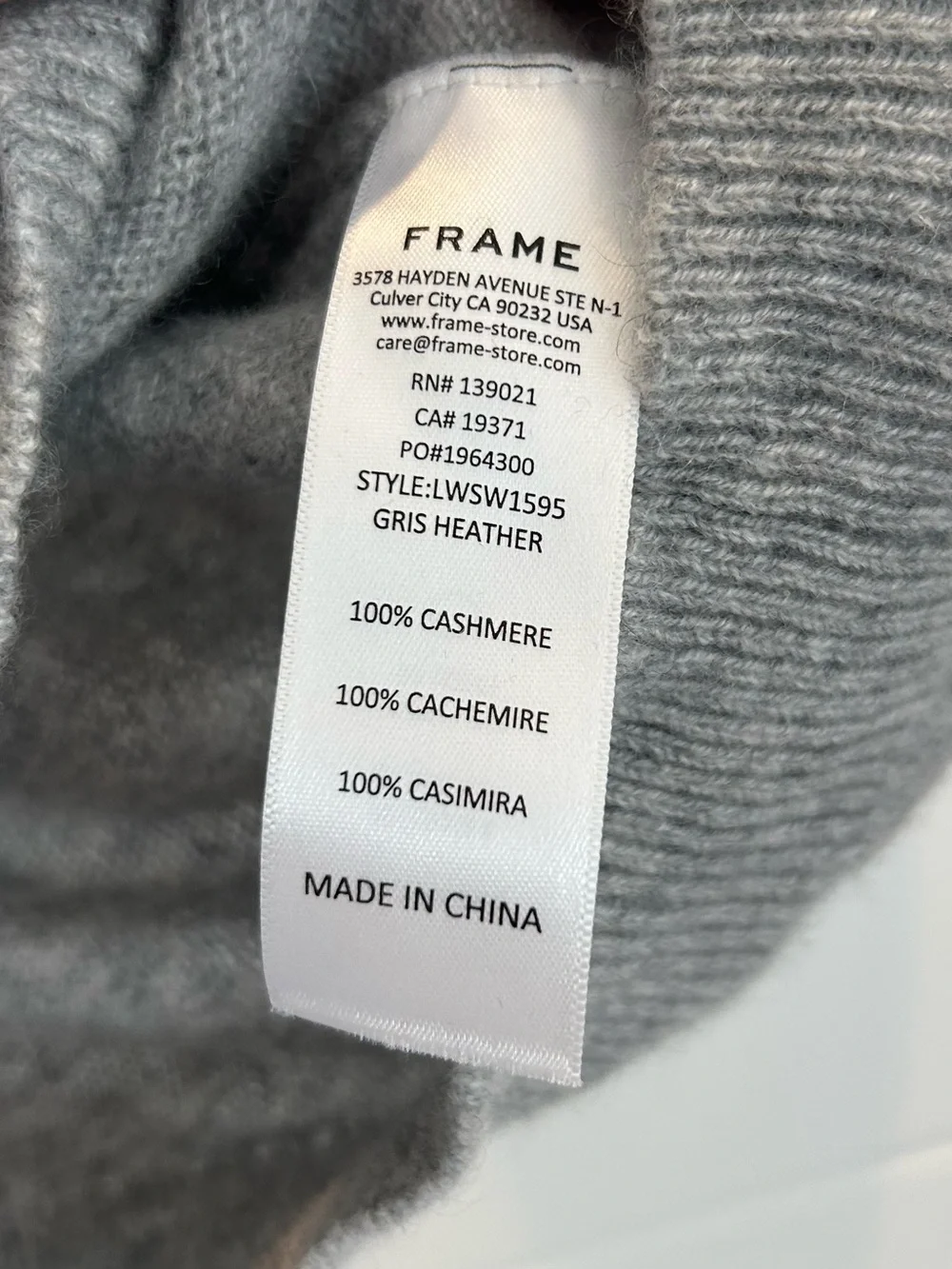 Frame Frankie 100% Cashmere Ruched Puff Sleeve Sweater Gray Short Sleeve Small